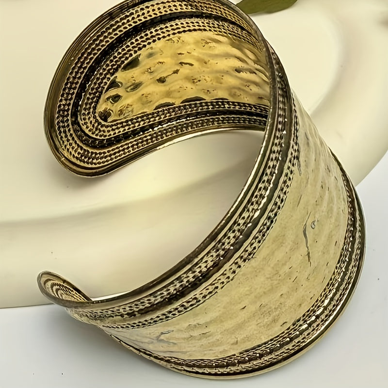 Hammered Silver Plated Wide Cuff Bracelet