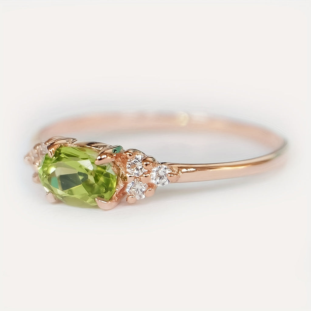 Classic Oval Zirconia Rose Gold Plated Ring