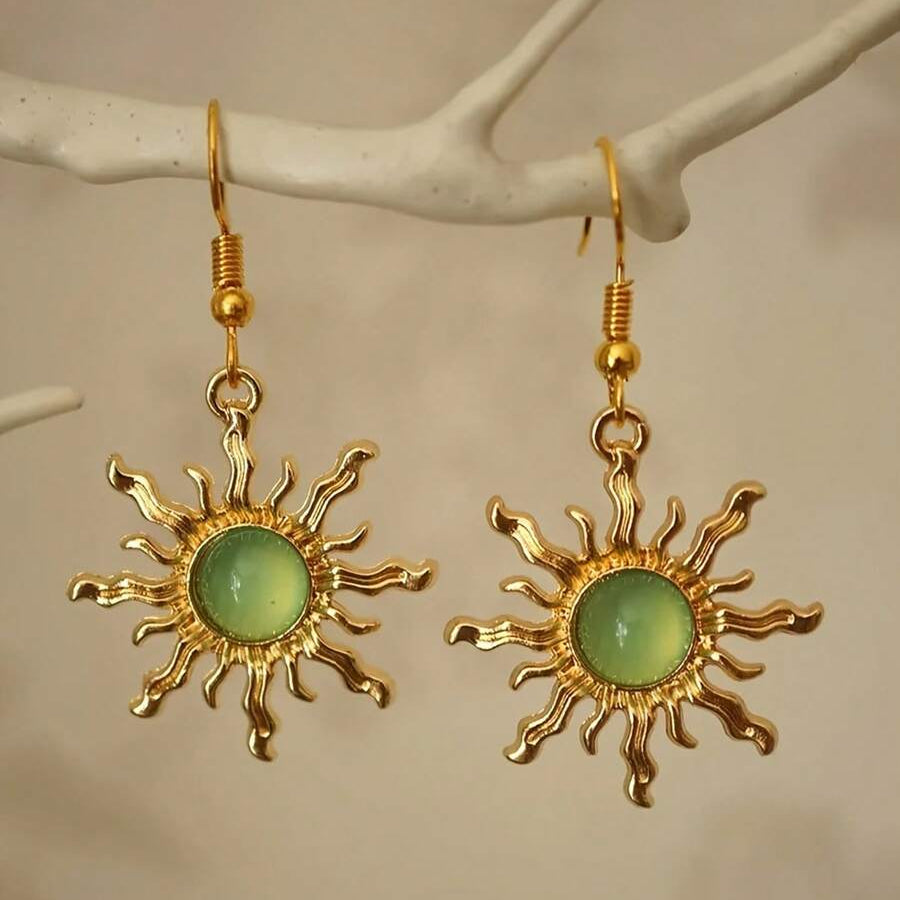 Sunflower Acrylic Gold Plated Dangle Earring