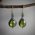 Olive Green Cube Zirconia Earrings