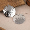 Vintage Hammered Large Disk Dangle Circle Earrings