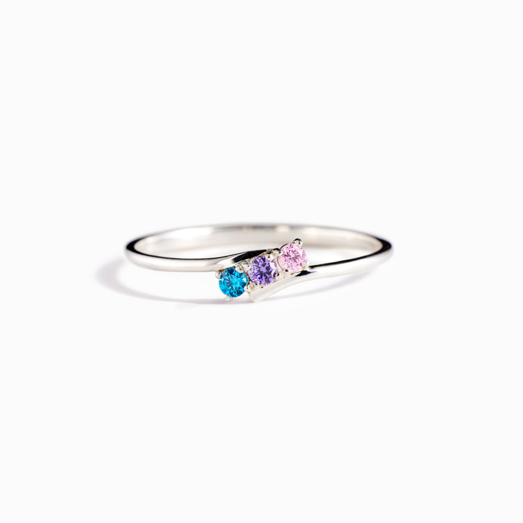 Personalized 1-6 Family Birthstones Bypass Ring