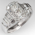 Elegant Silver Plated Bridal Style Square Zirconia Ring