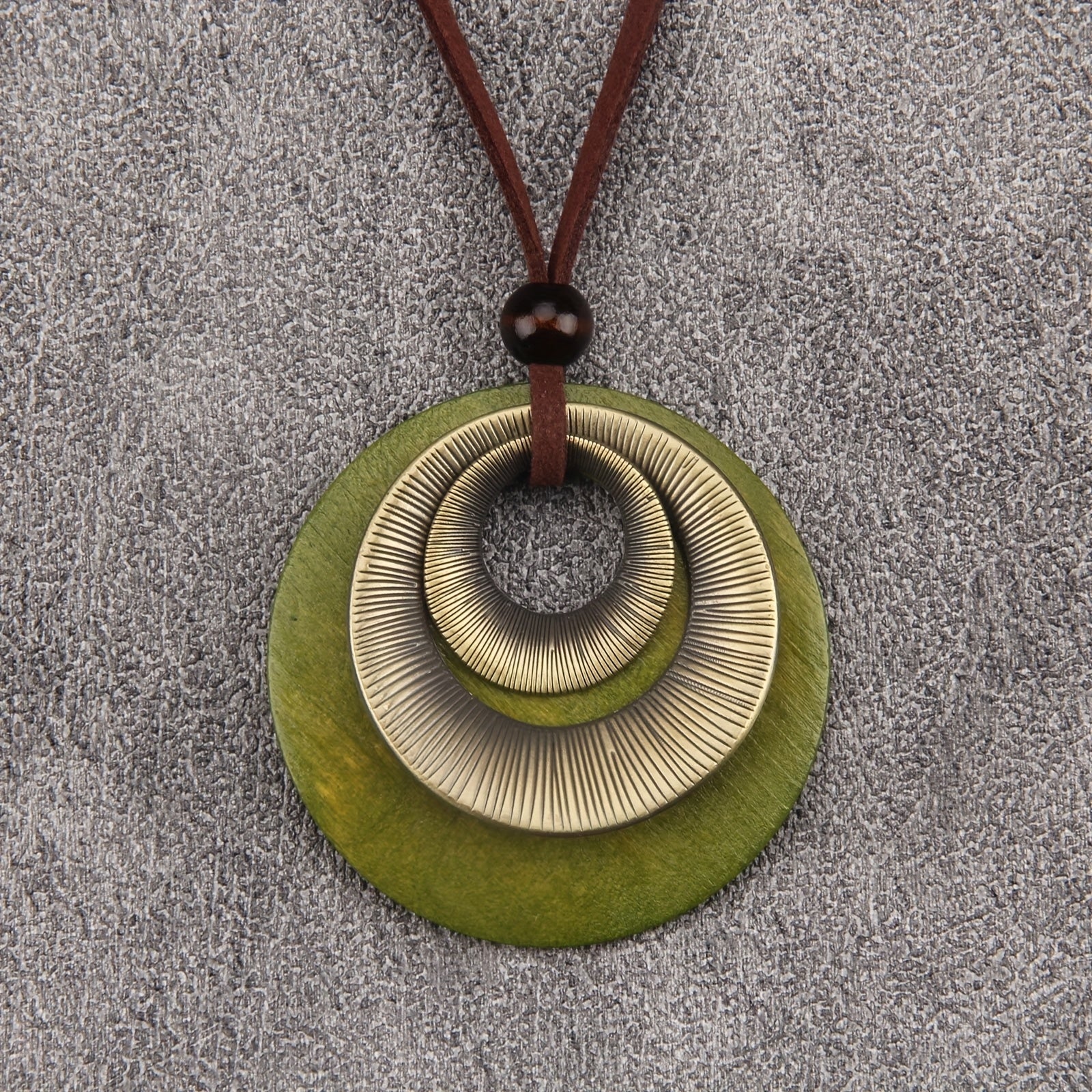 Layered Zinc Alloy Disc Long Pendant Necklace
