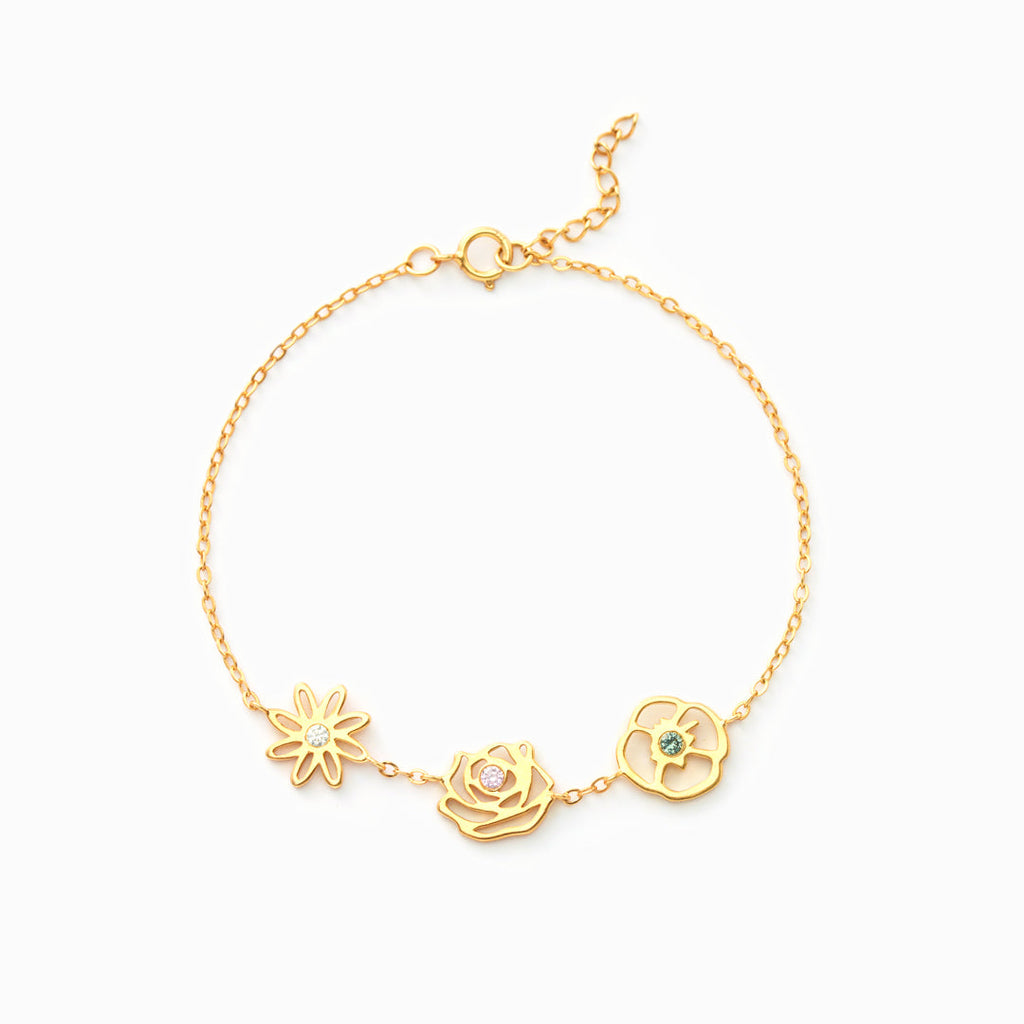 Birth Flowers Bracelet-Meaningful Family Jewelry