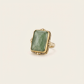 Vintage Green Glass Gold Ring