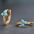 Retro Bohemian Style Synthetic Zirconia Blue Hoop Earrings