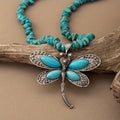 Turquoise Beaded Dragonfly Pendant Necklace