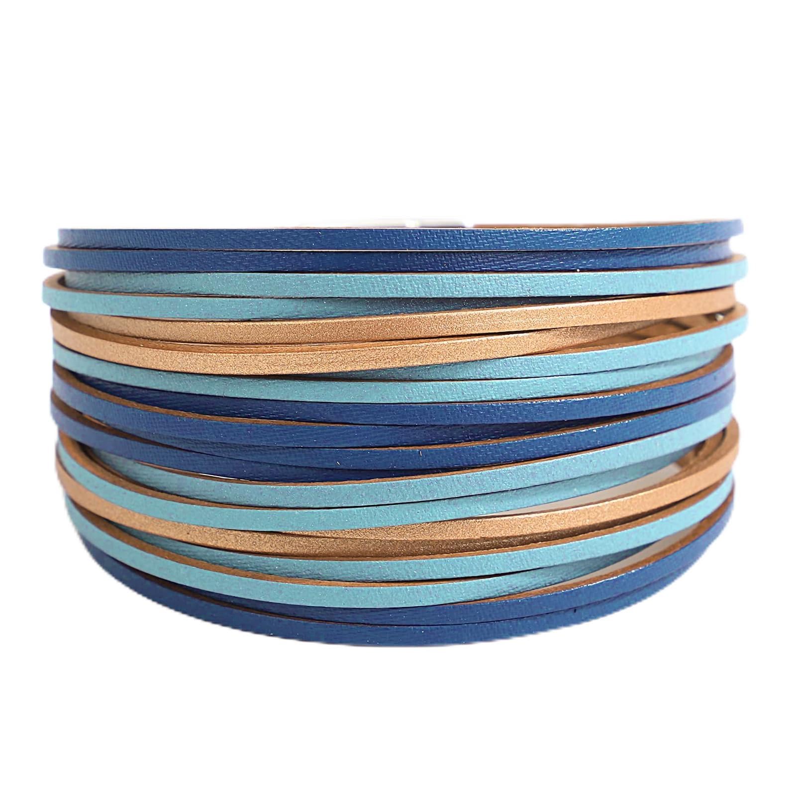 Fesciory Leather Wrap Bracelets for Women, Boho Leopard Multi-Layer Crystal Beads Cuff Bracelet Jewelry