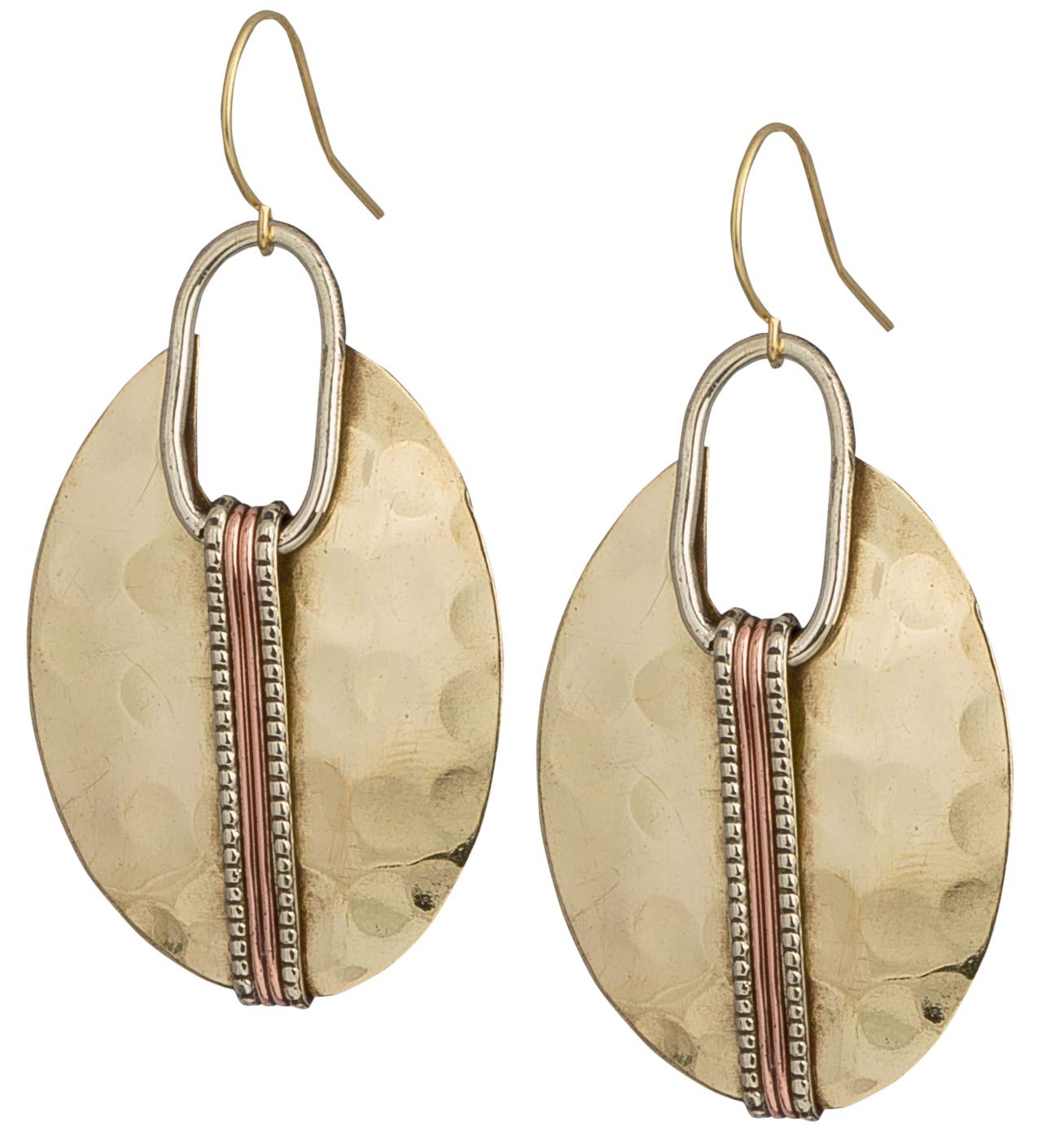 SPUNKYsoul Boho Earrings for Women Gold Silver Copper Dangle Oval or Round Ethnic Trendy Western Hammered Gift Handmade Mixed Metal African Jewelry