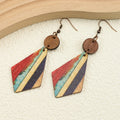Striped Wooden Inlay Drop Earrings