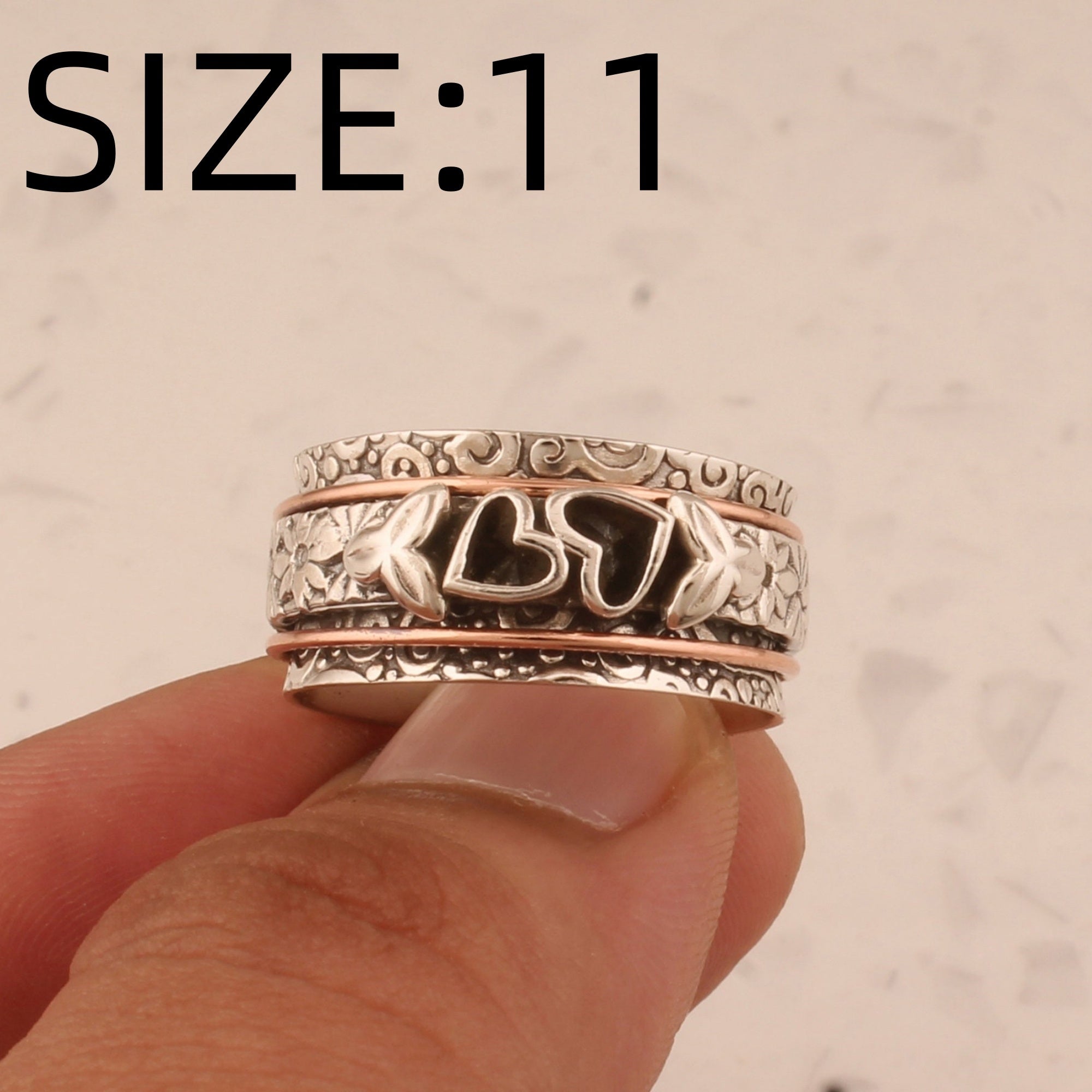 Butterfly Heart Silver Plated Spinner Ring