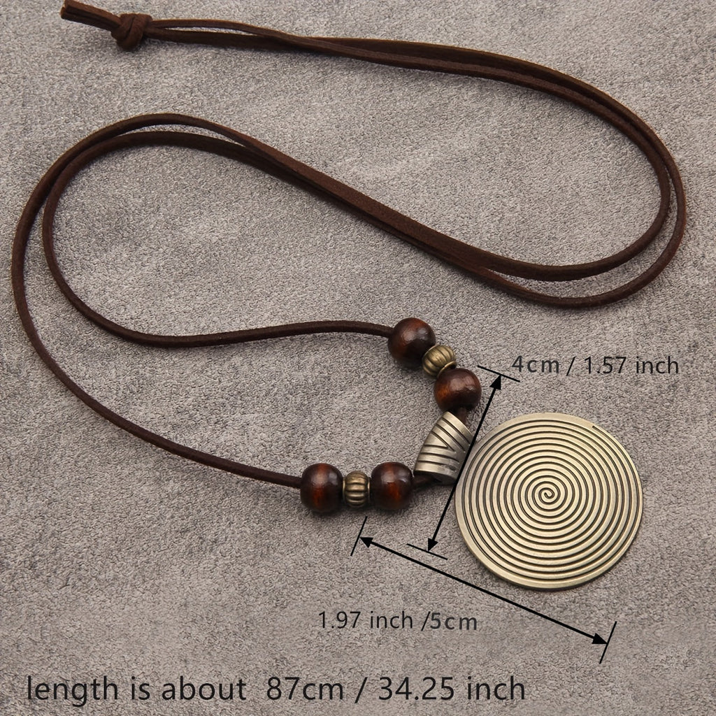 Vintage Twelve Constellations Wooden Beaded Pendant Necklace