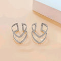 Silver Double-Layer V-Shape Adjustable Statement Ring