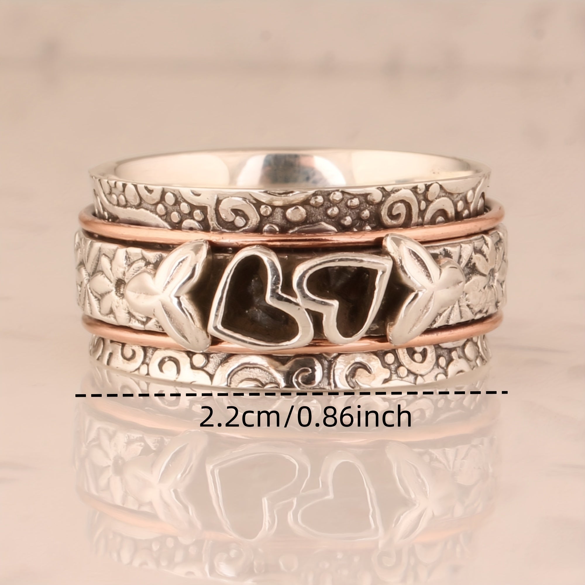 Butterfly Heart Silver Plated Spinner Ring