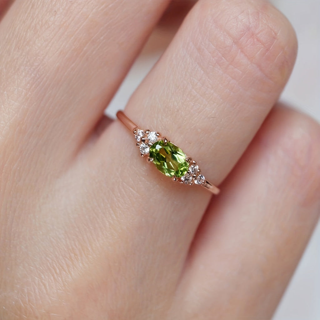 Classic Oval Zirconia Rose Gold Plated Ring