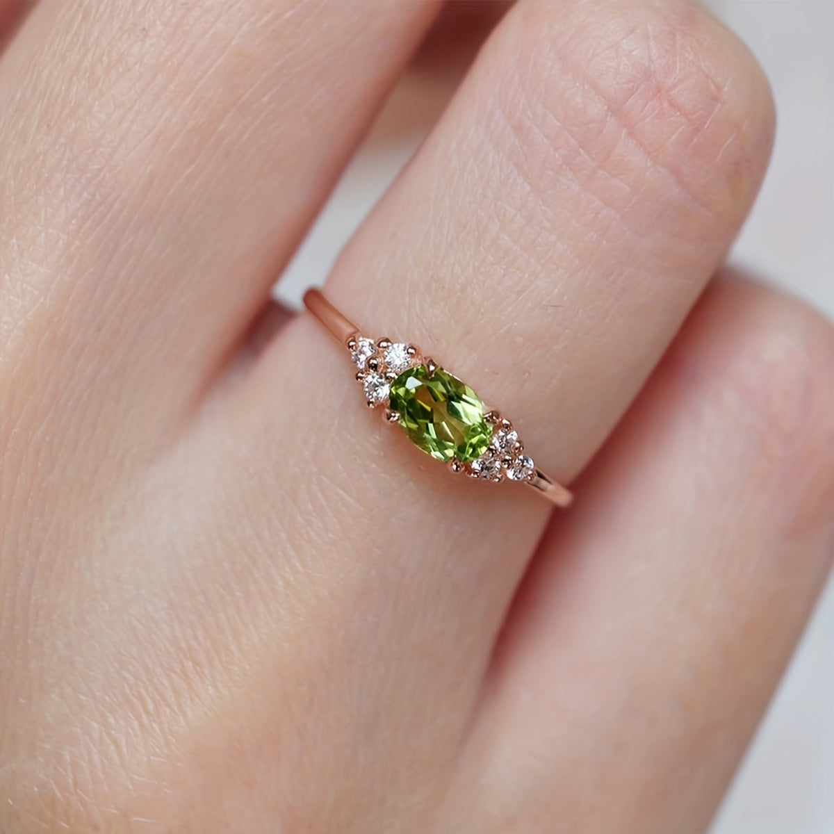 Classic Oval Zirconia Rose Gold Plated Ring