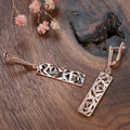 Bohemian Long Hammered Rose Gold Dangle Earrings