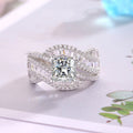 Elegant Gold White Plated Wide Band Intricate Zirconia Ring