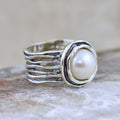 Vintage Silver Plated Faux Pearl Ring