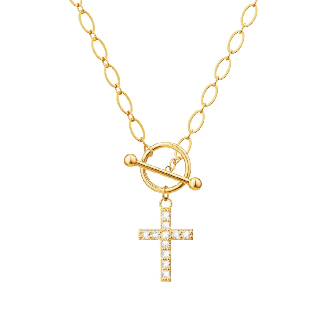 Ot Buckle Cross Necklace