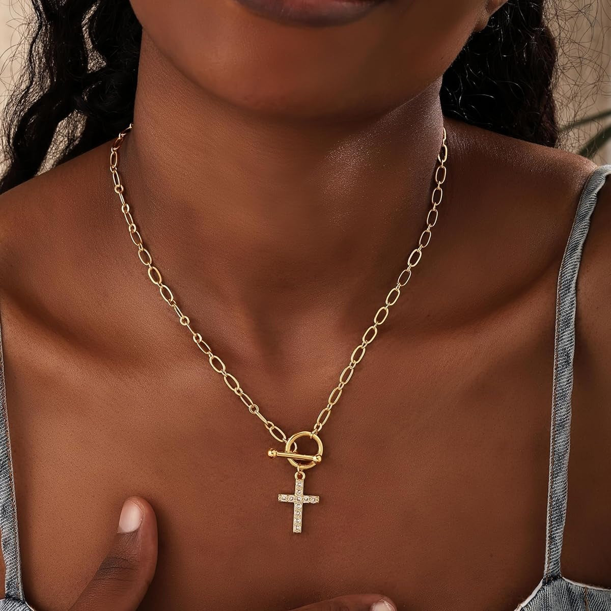 Ot Buckle Cross Necklace