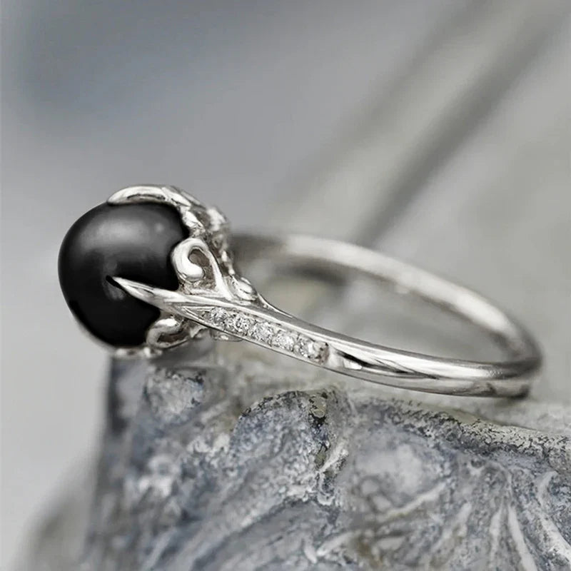 Art Deco Pearl Solitaire Gold Ring