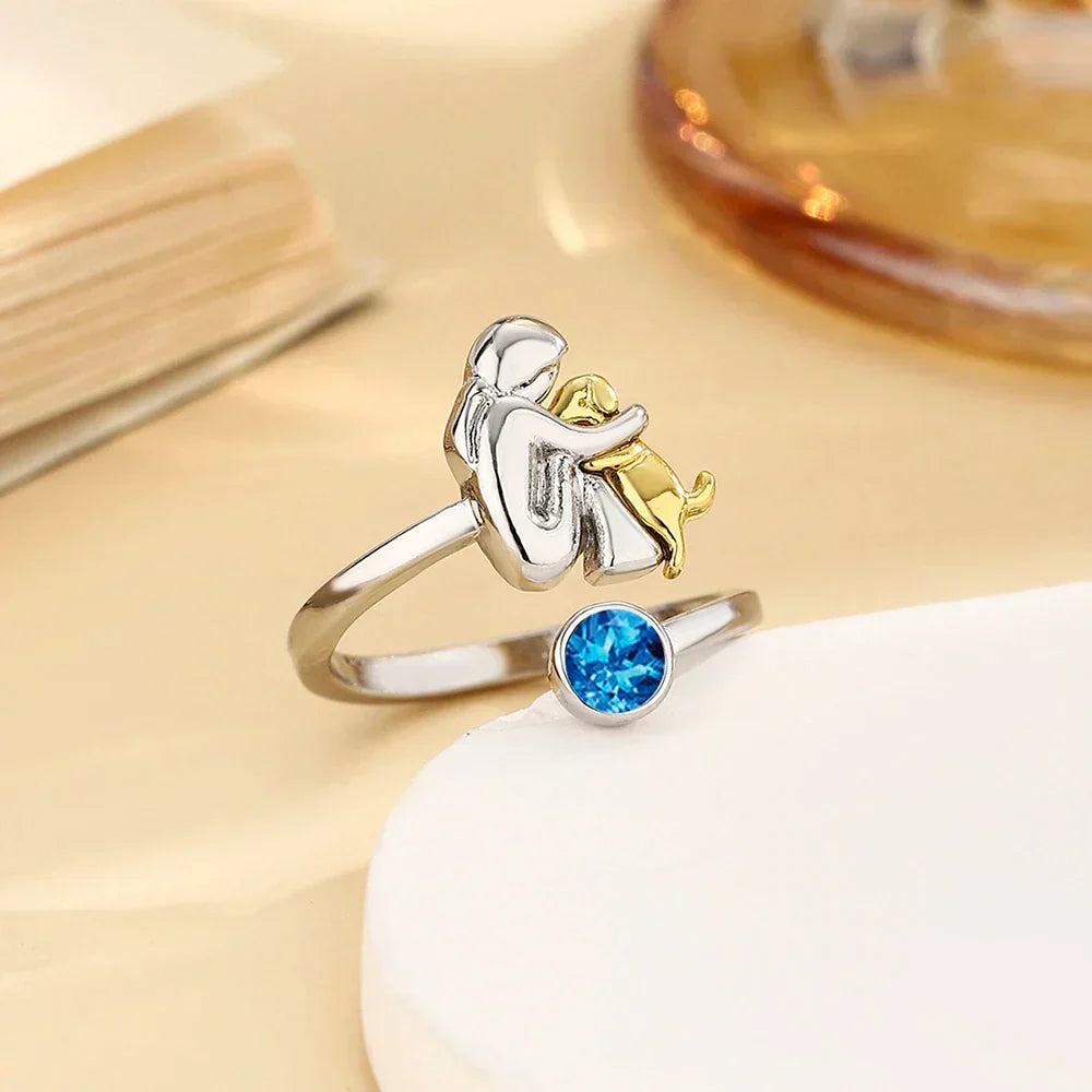 Hayley – Adjustable Dog Embrace Ring with Crystal Accent