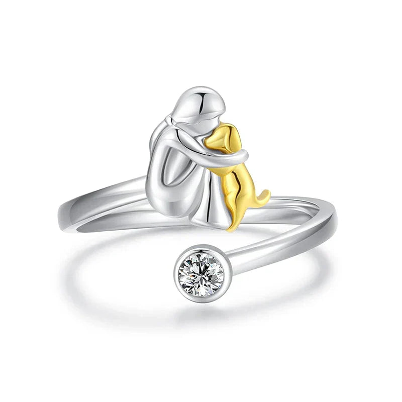 Hayley – Adjustable Dog Embrace Ring with Crystal Accent