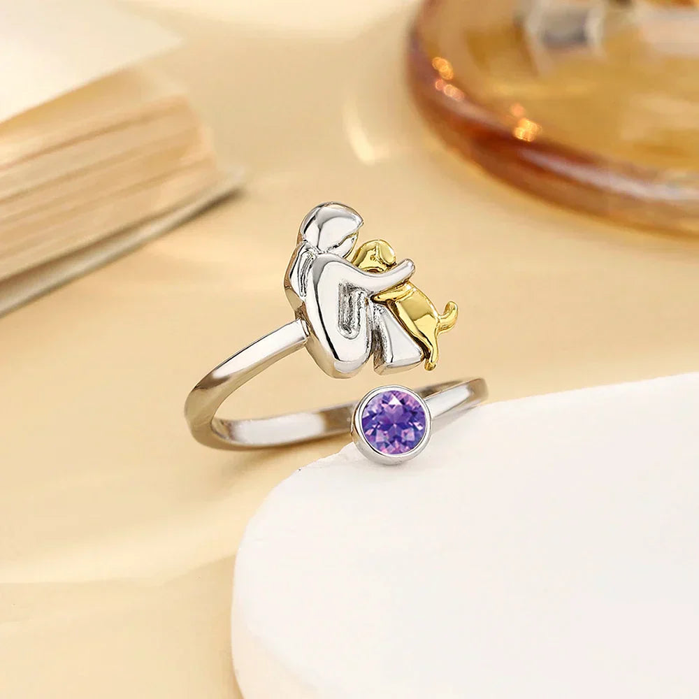 Hayley – Adjustable Dog Embrace Ring with Crystal Accent