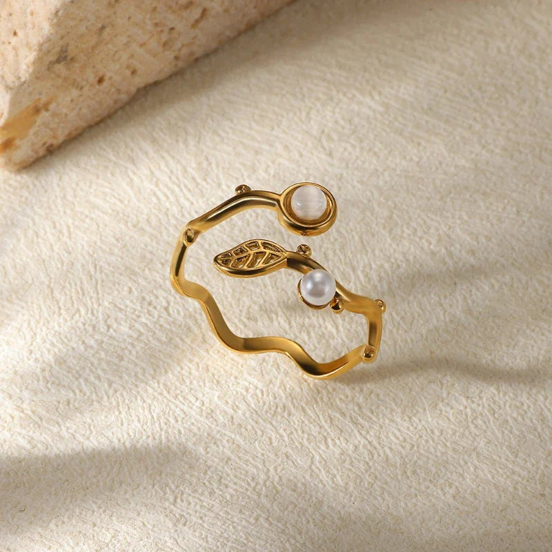 Botanical Pearl & Gemstone Gold Ring
