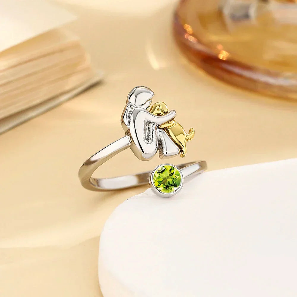 Hayley – Adjustable Dog Embrace Ring with Crystal Accent
