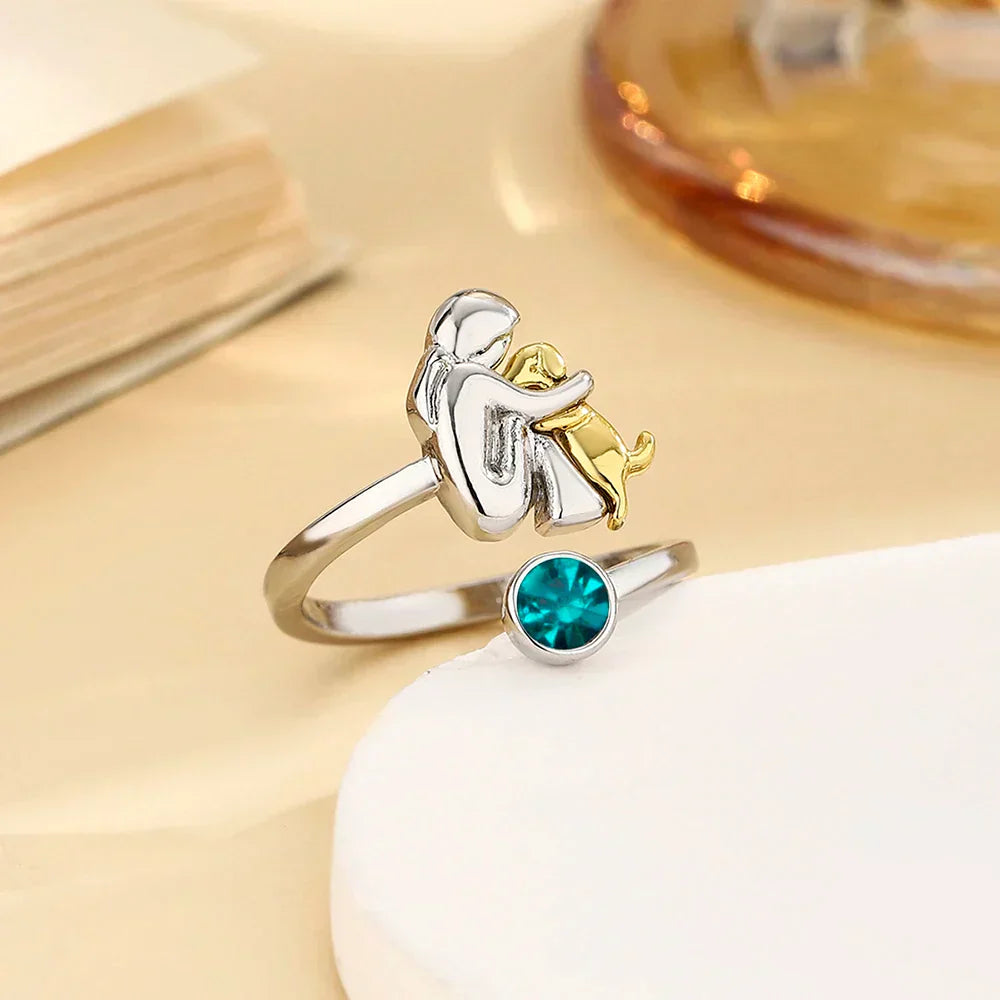 Hayley – Adjustable Dog Embrace Ring with Crystal Accent