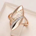 Elegant Gold Ring with Zirconia and Hollow Tip