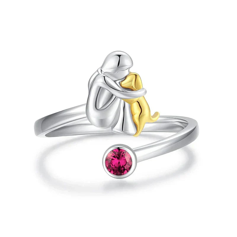 Hayley – Adjustable Dog Embrace Ring with Crystal Accent