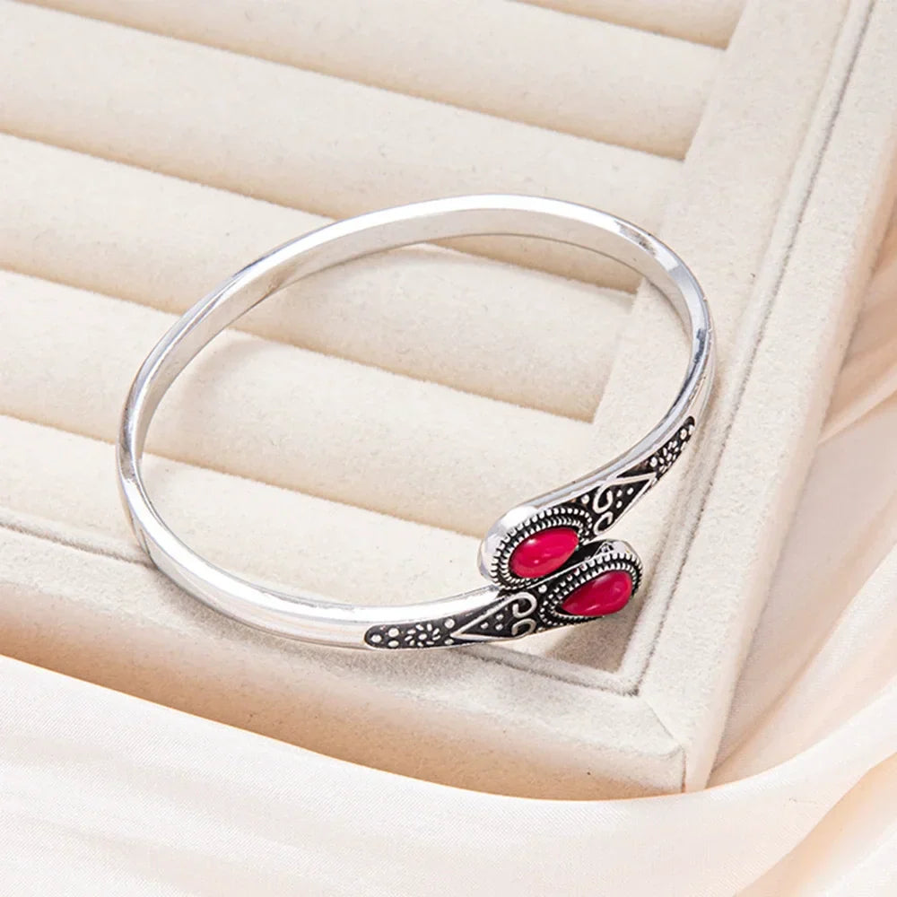 Vintage Bracelet with Colorful Gems and Tribal Design