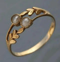 Laurel Twin Pearl Dainty Gold Ring