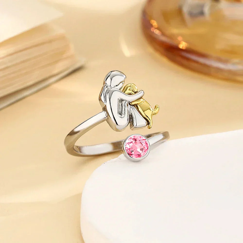 Hayley – Adjustable Dog Embrace Ring with Crystal Accent