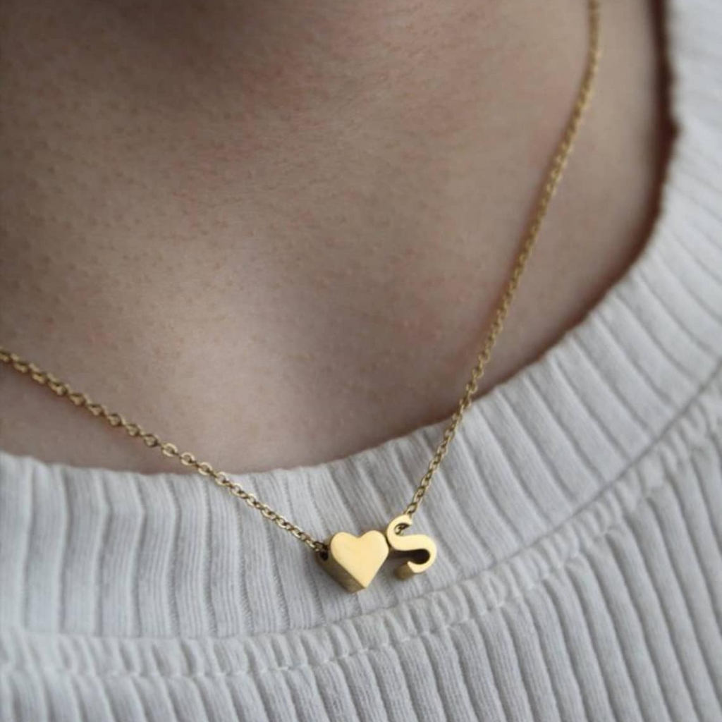 Personalized Letter & Heart Initial Necklace