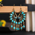 Western Style Layered Tassel Turquoise Earrings