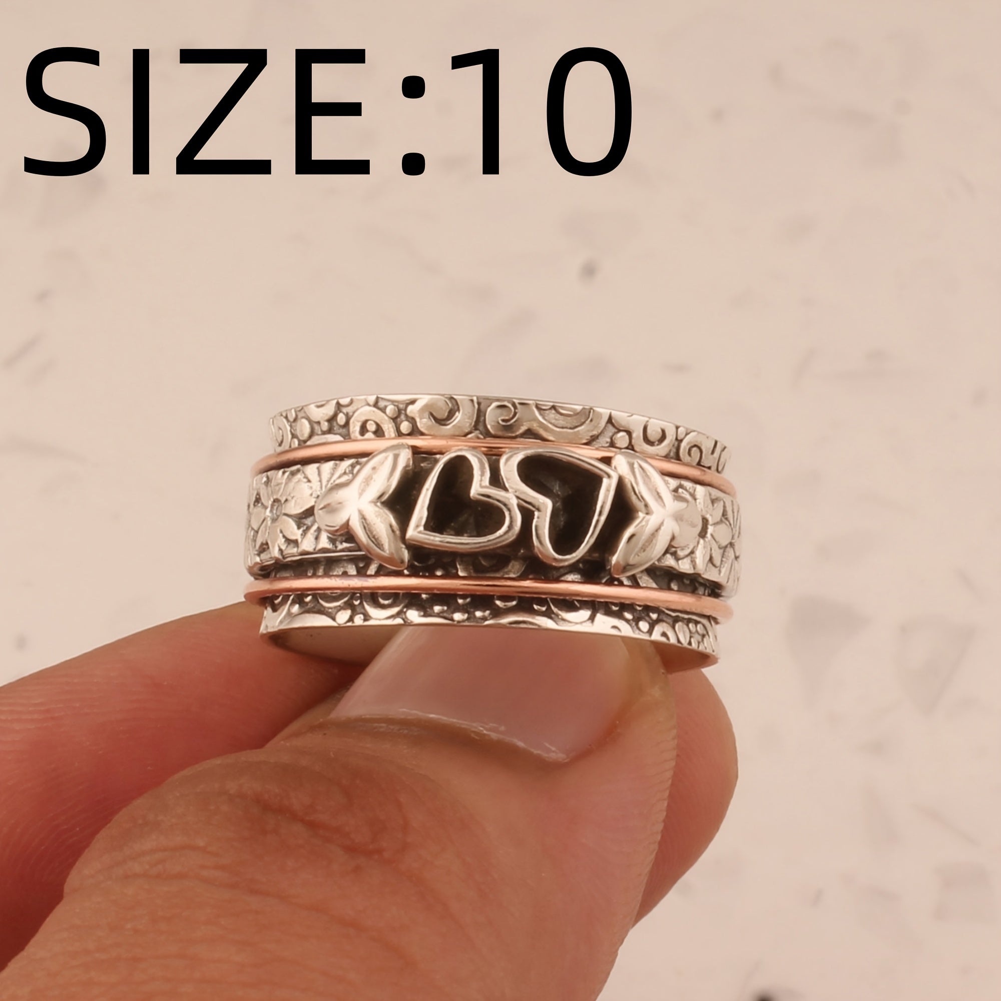 Butterfly Heart Silver Plated Spinner Ring
