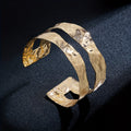 Vintage Stylish Hammered Wide Cuff Bangle Bracelet