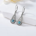 Bohemian Silver Plated Filigree Teardrop Turquoise Dangle Earrings