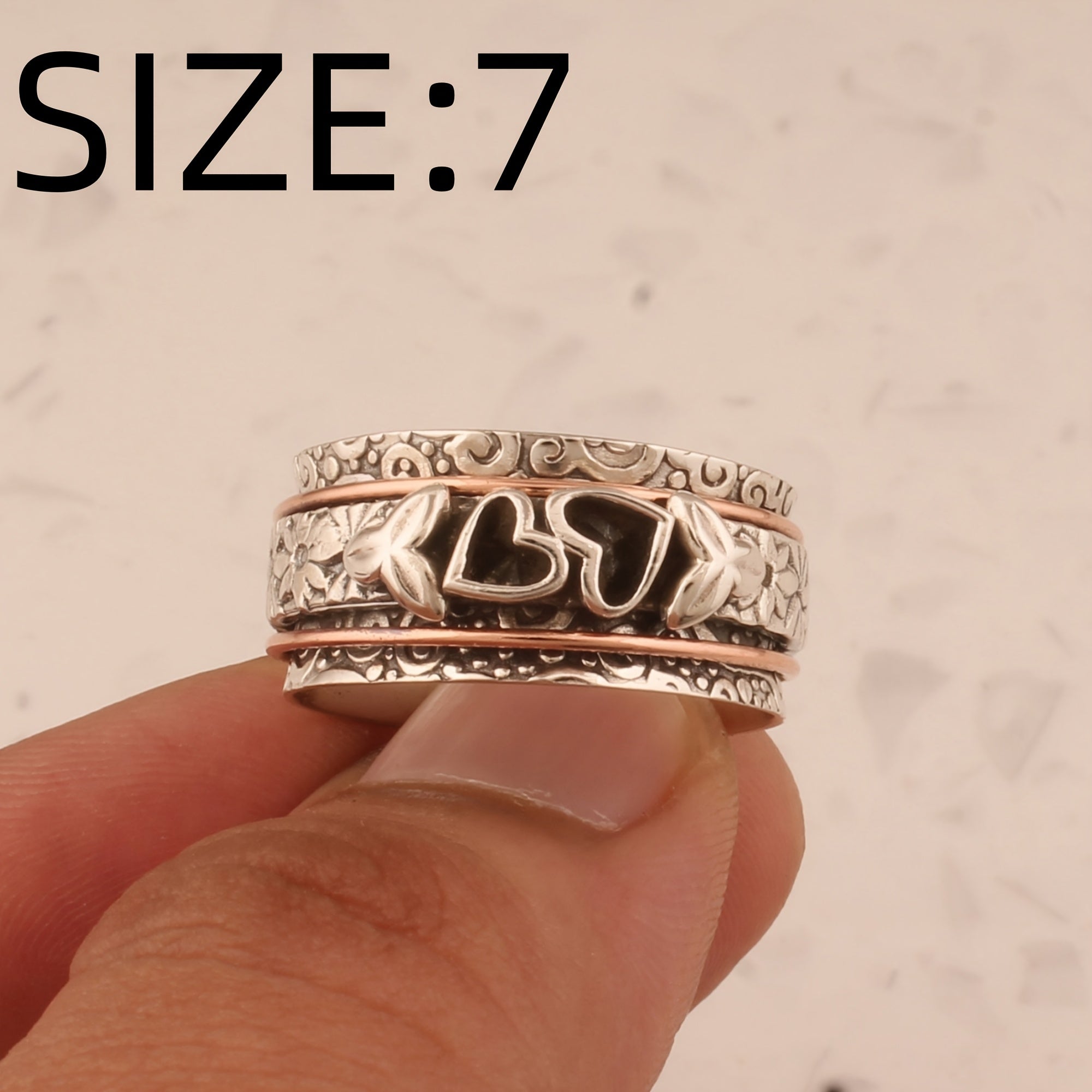 Butterfly Heart Silver Plated Spinner Ring