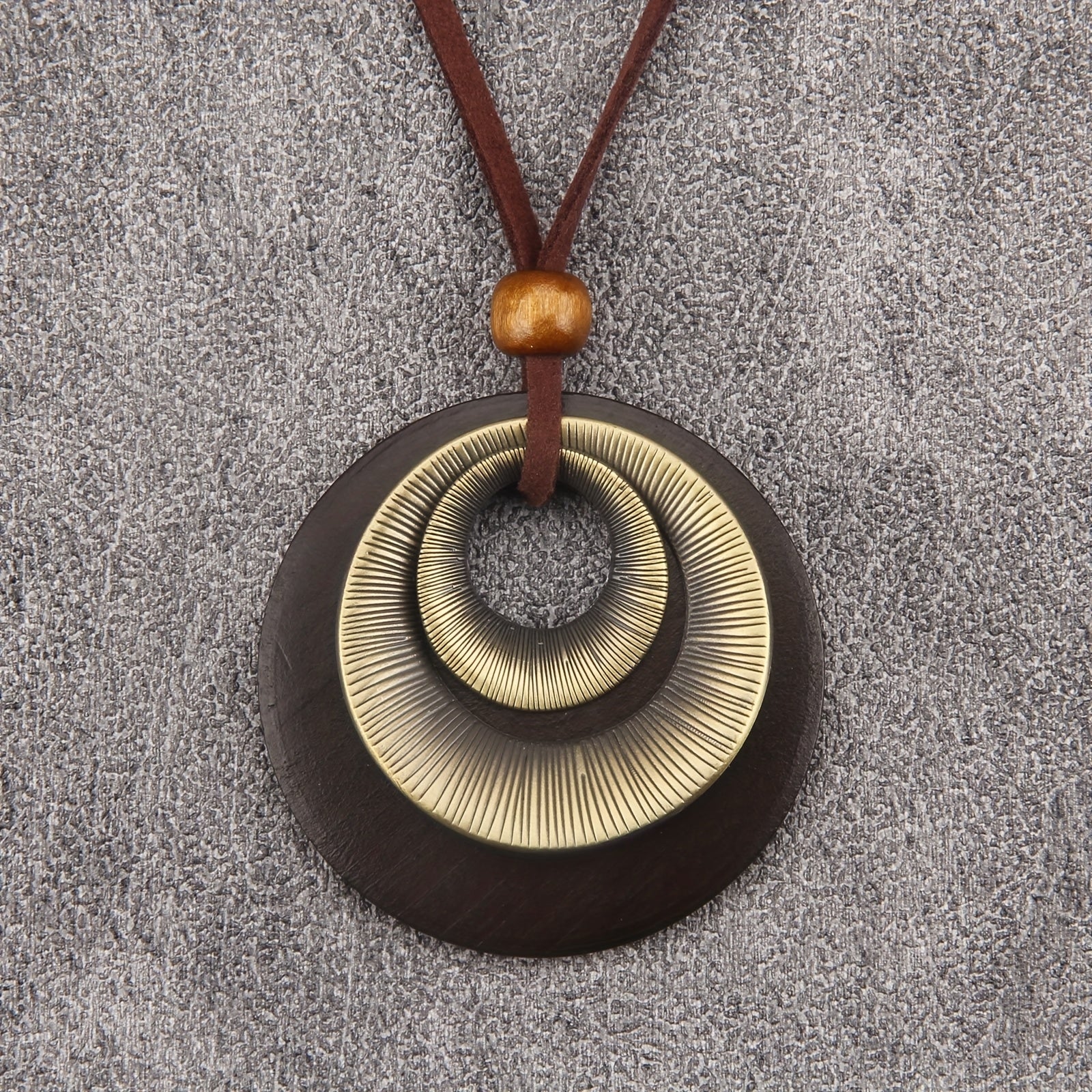 Layered Zinc Alloy Disc Long Pendant Necklace