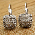 Classic White Zirconia Hook Shaped Hoops Earrings