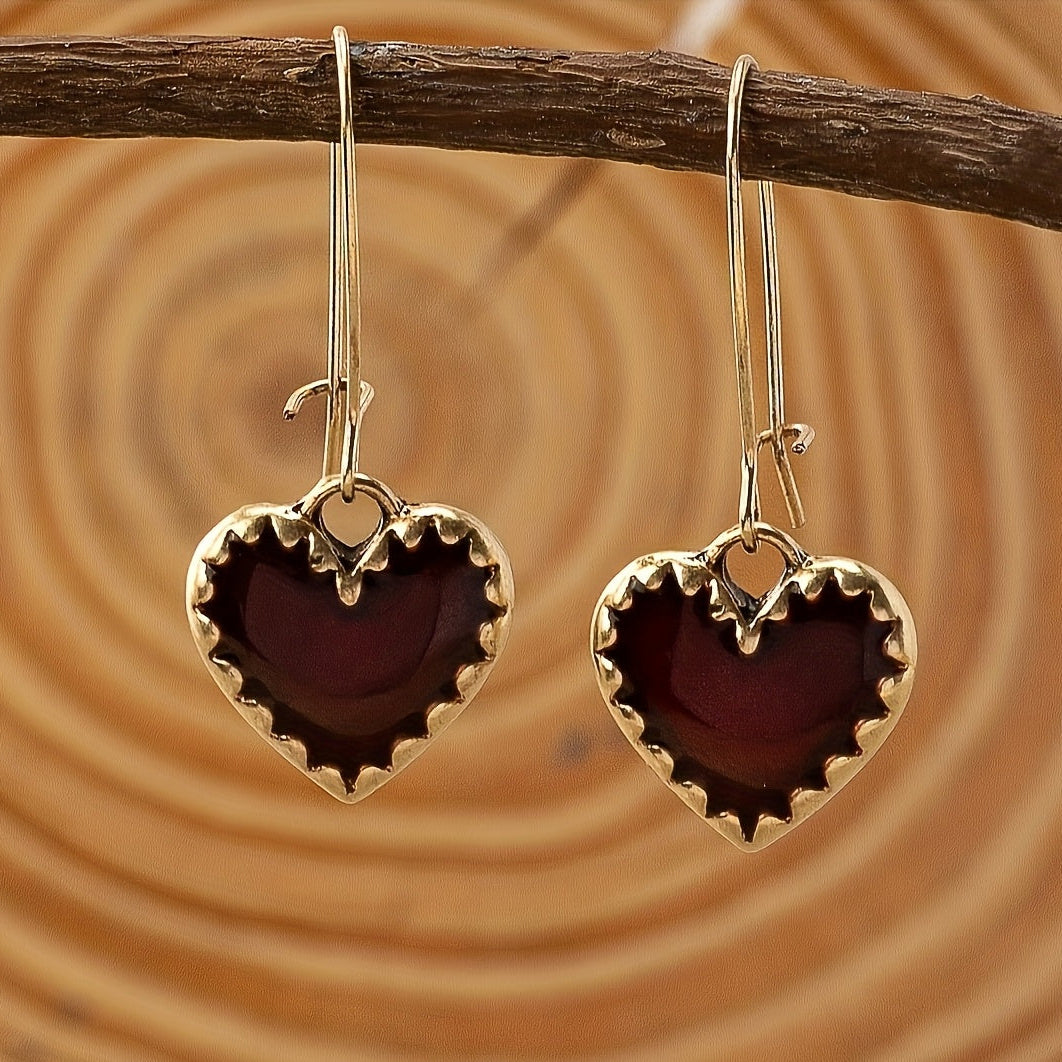 Resin Red Drip Heart Earrings