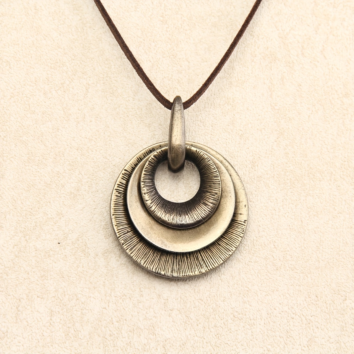 Layered Zinc Alloy Disc Long Pendant Necklace