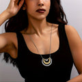 Modern Mixed-Metal Abstract Pendant Necklace