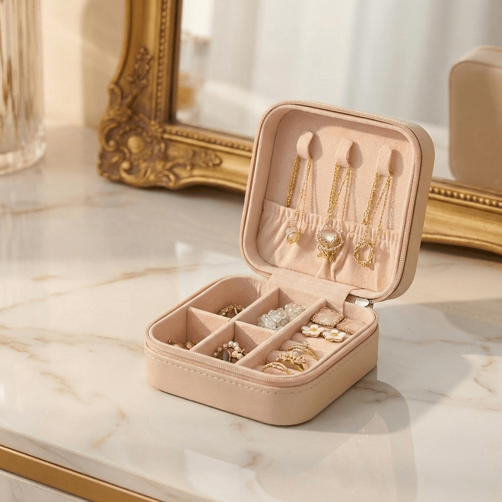 Portable Travel Jewelry Organizer Case (3.74" X 3.74" X 1.97")